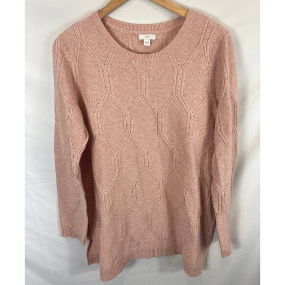 J Jill Perfect Cable Crewneck Sweater Pink Size Medium - Picture 1 of 7